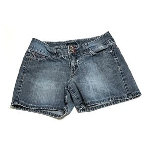 Womens Tommy Hilfiger Blue Denim Jean Shorts Size 4 Distressed Low Rise